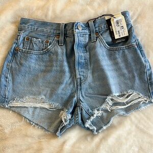 Levi's Blue Jean Shorts Distressed High-Waisted